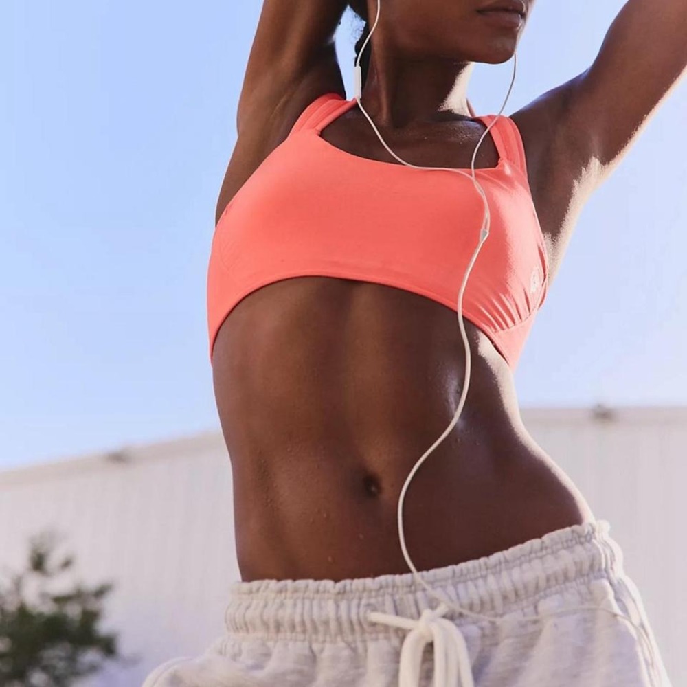 Free People Movement On The Radar Sports Bra Neon Coral Size XS/S NWOT MSRP $48